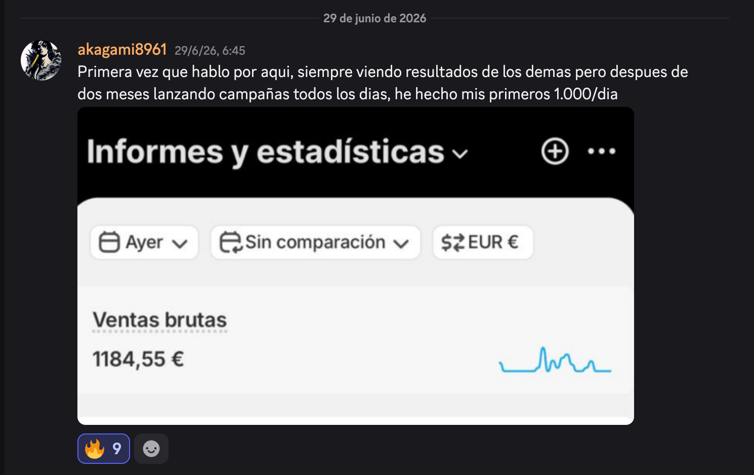 Captura de resultados de akagami8961: 1.184 € Sus primeros 1.000 €/día