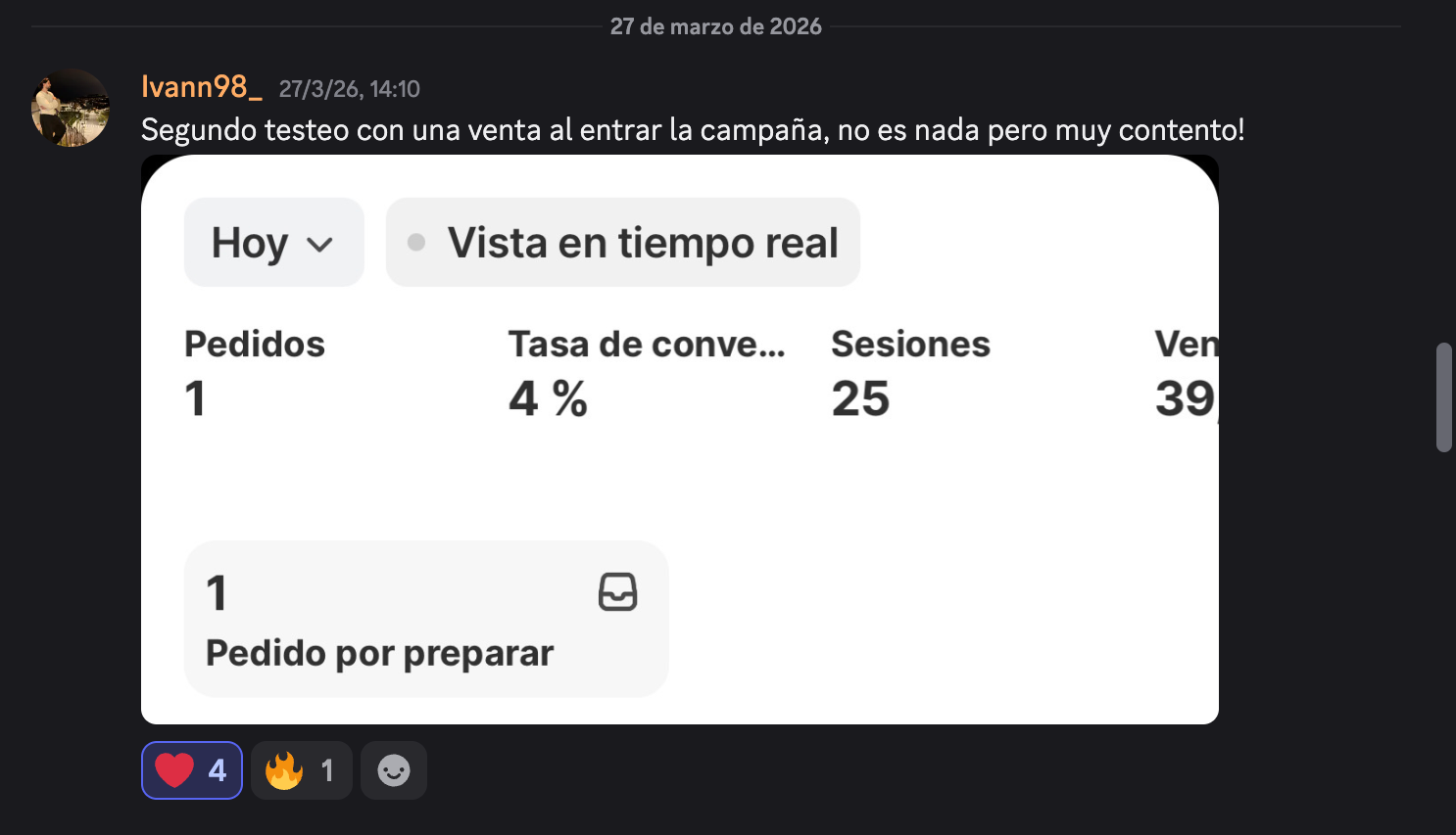 Captura de resultados de Ivann98: Empieza a vender Segundo testeo